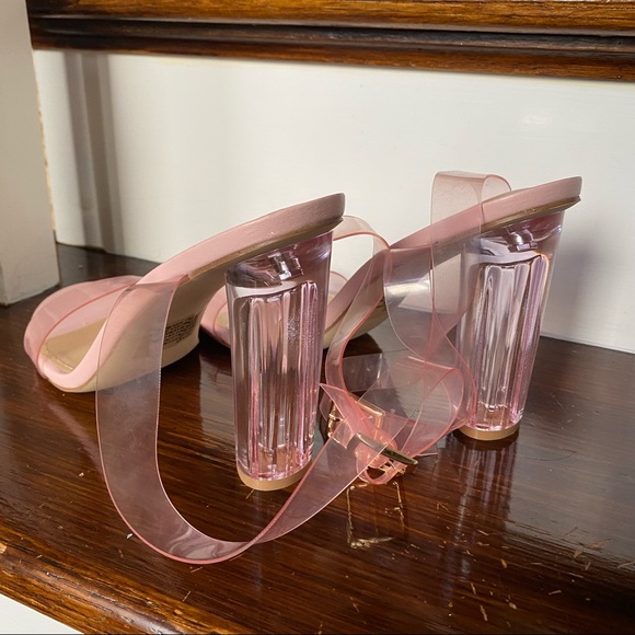 JUSTFAB Pink Heels with clear heel & straps - Picture 4 of 6